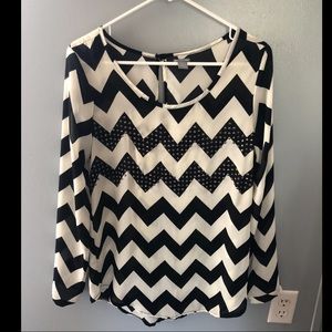Charlotte Russe Chevron Long-Sleeve Medium Blouse